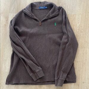 Ralph Lauren Brown and Green Zip Up Sweater